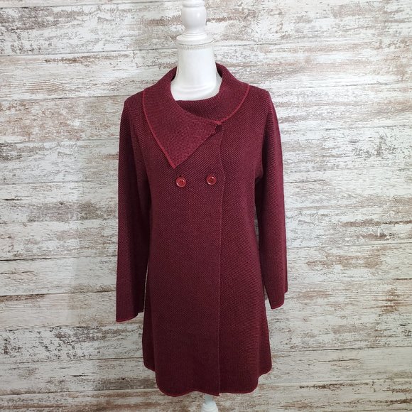 PAPILLON Burgundy Double Breasted Cardigan XL NWT - Picture 5 of 15